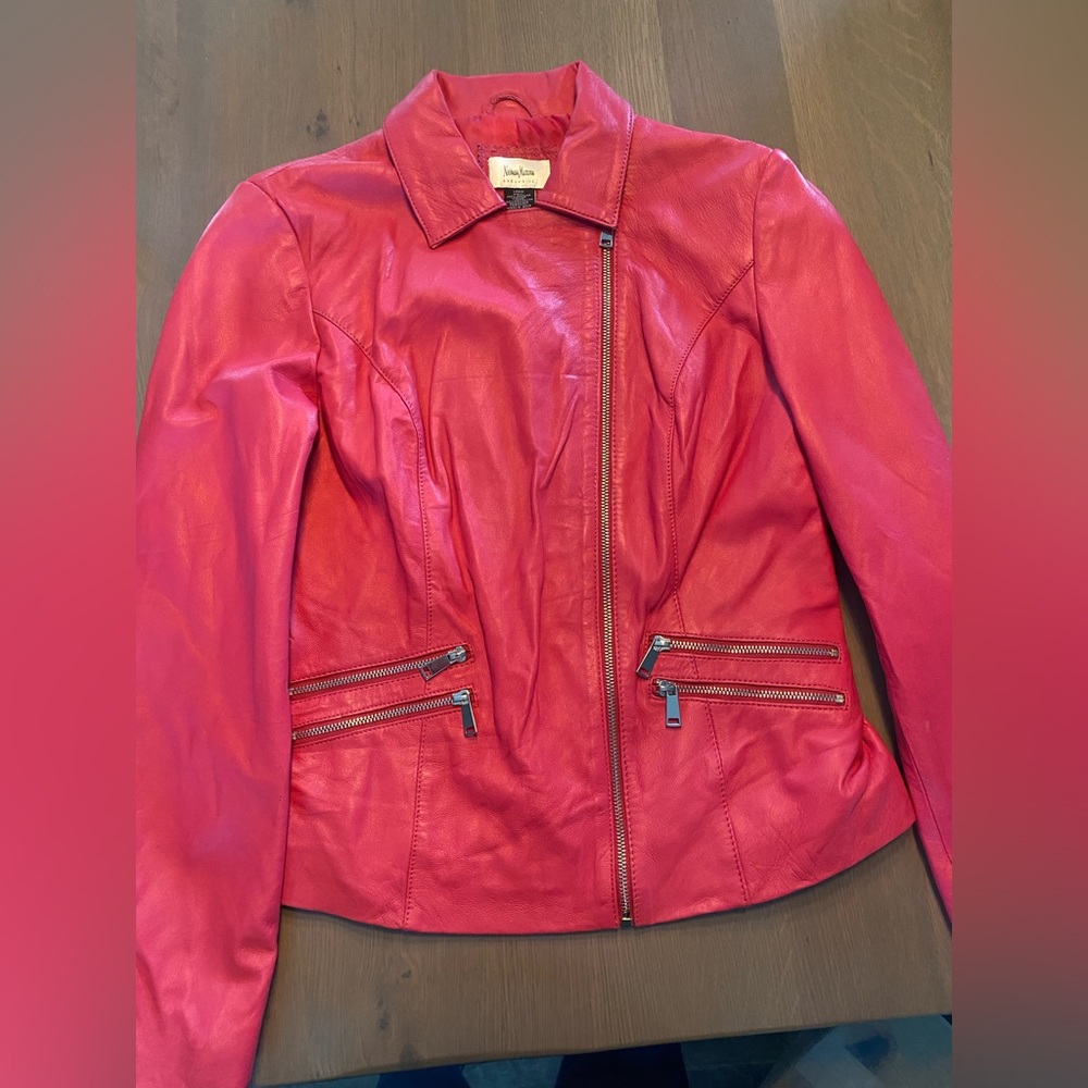 Pink Neiman Marcus Exclusive leather coat